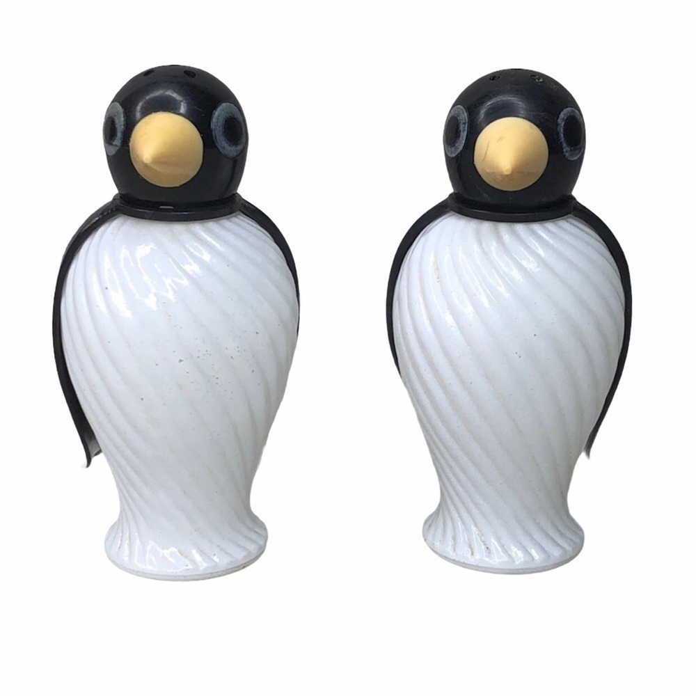 Vintage Penguin Glass Salt & Pepper Shaker Set